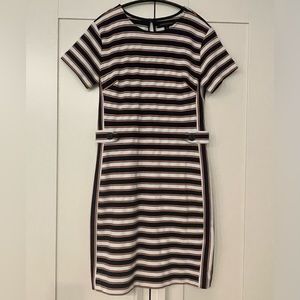 Women Banana Republic Stripe Short Sleeve Dress blue yellow white Size 00 Petite